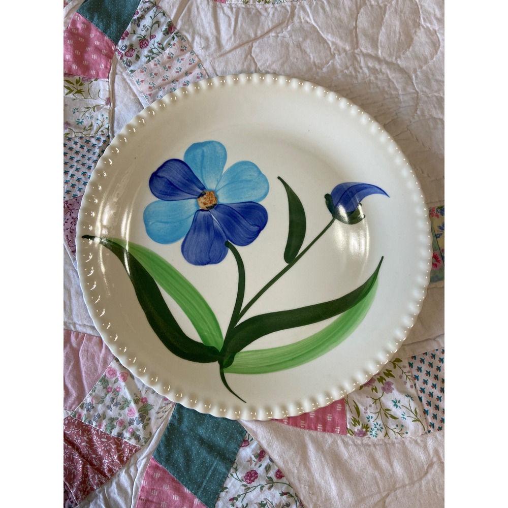 Blue Ridge Southern Potteries Hand Painted Blue Flower Dinner Plate 9.25" USA